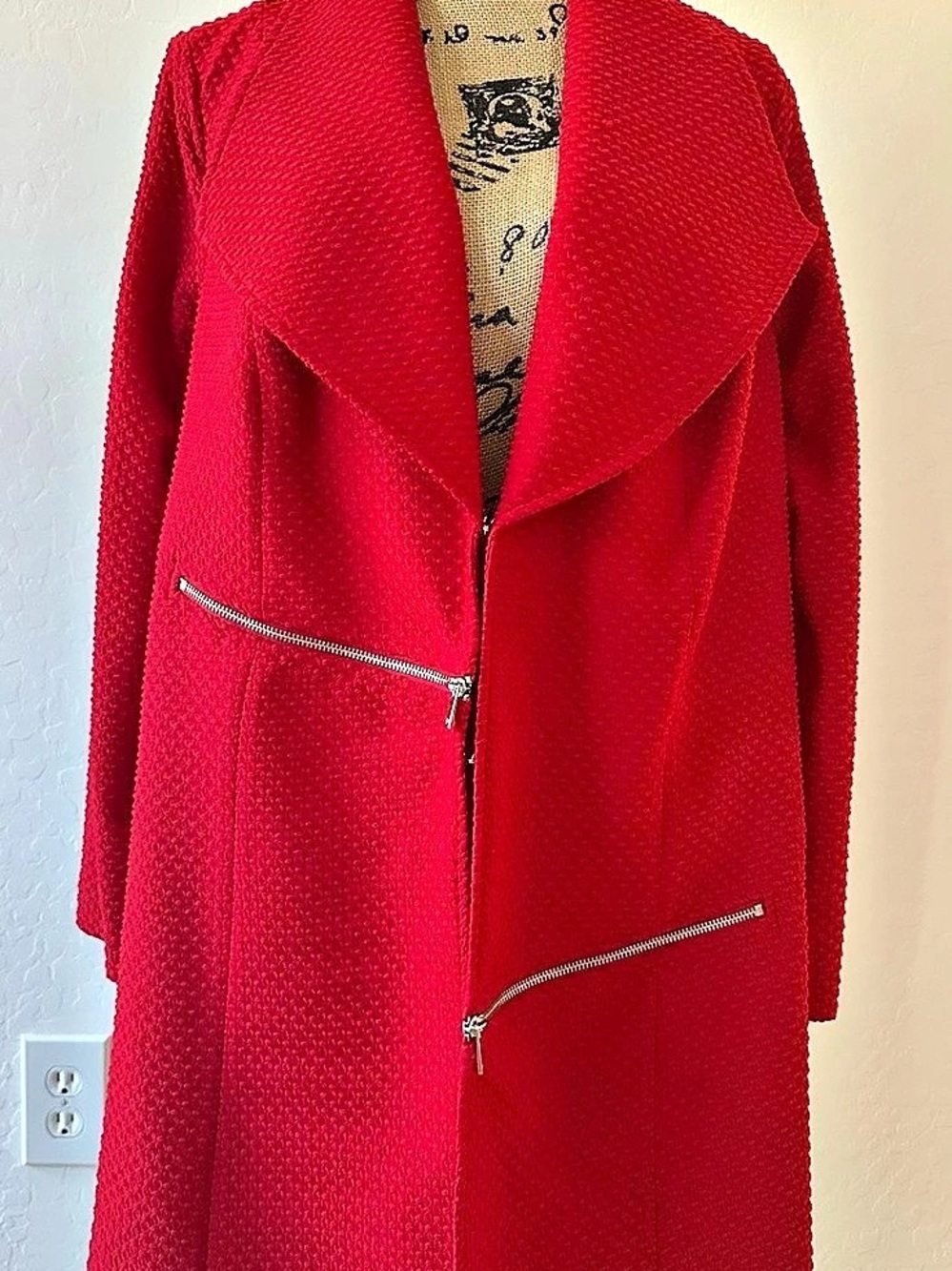 NYGÅRD PLUS Textured Zip Coat in Red Size 1X NWT
